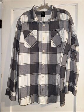 RVCA Men’s Black & White Plaid Button-Up Shirt